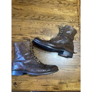 SHORO Unisex Handmade In Italy EU44 US 13.5 Women\ 11 Men Leather Military Boots